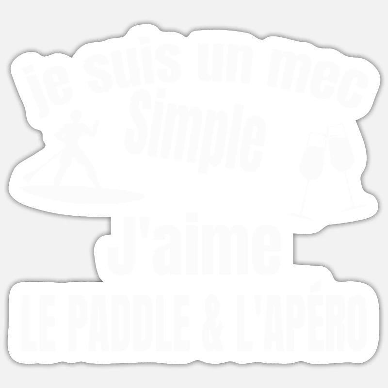 paddle et apéro - Sticker taille S (10 x 10 cm) - blanc mat