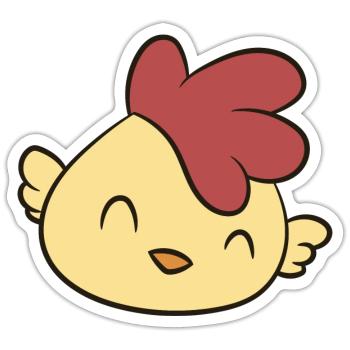 Poulet - Happy Chick - Sticker taille S (10 x 10 cm) - blanc mat - Devant