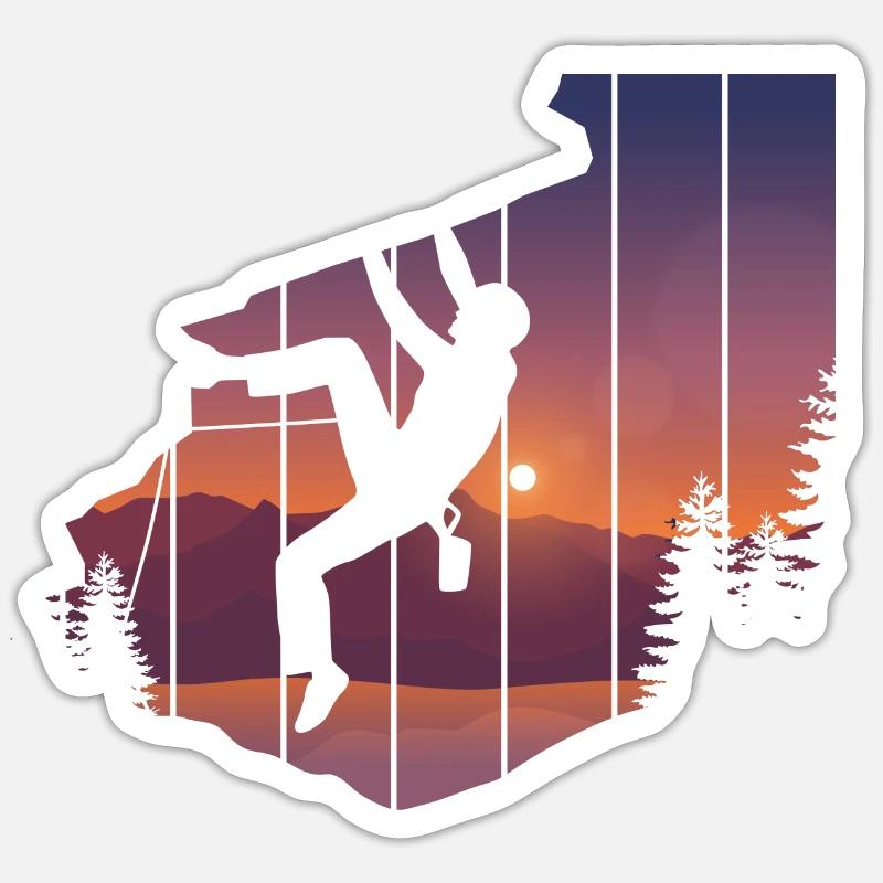 Felsklettern Kletterer Bergsteigen - Sticker Größe S (10 x 10 cm) - Mattweiß