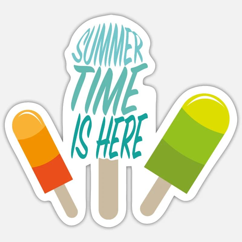 Summertime Eis - Sticker Größe S (10 x 10 cm) - Mattweiß