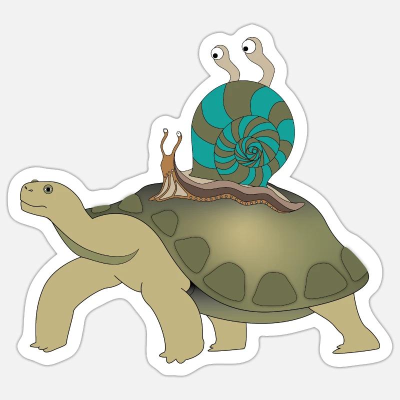 Turtle with Snail Sticker Größe S (10 x 10 cm)