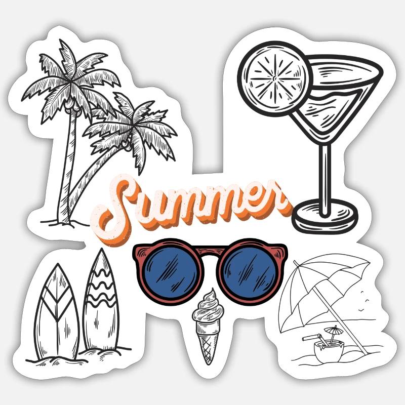 Summer - Sticker Größe S (10 x 10 cm) - Mattweiß