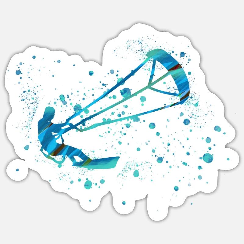 kitesurfing,surfing,surfer,wave,blue,graffiti,bla - Sticker size S (10 x 10 cm) - white matte
