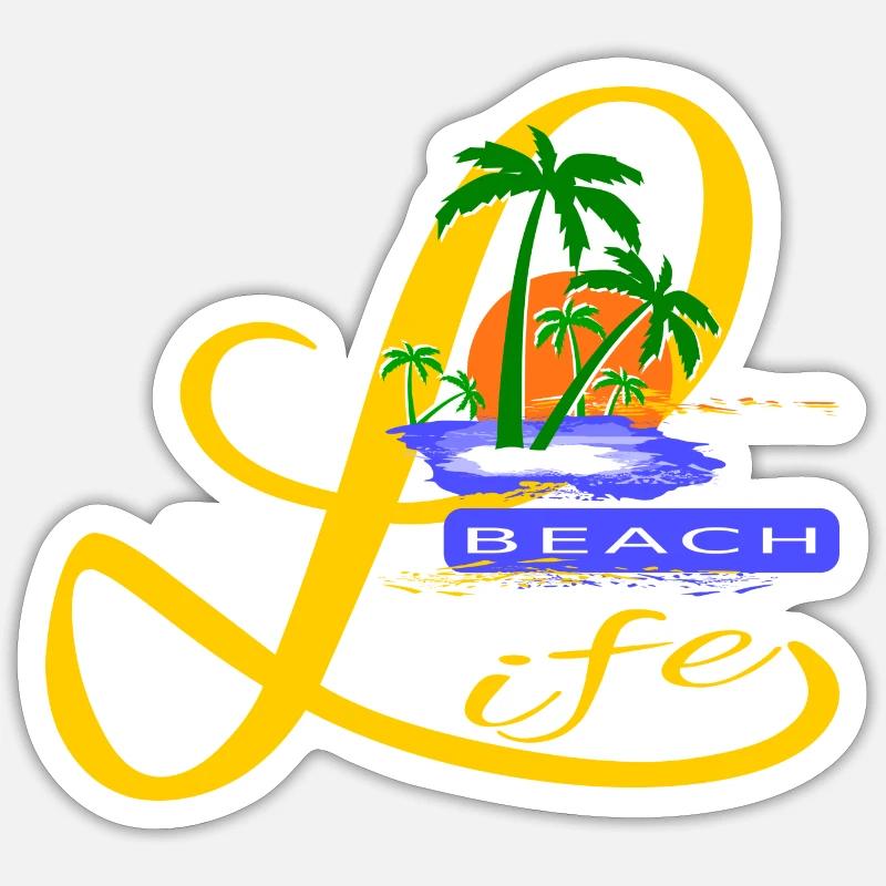 Beach Life - Sticker taille S (10 x 10 cm) - blanc mat