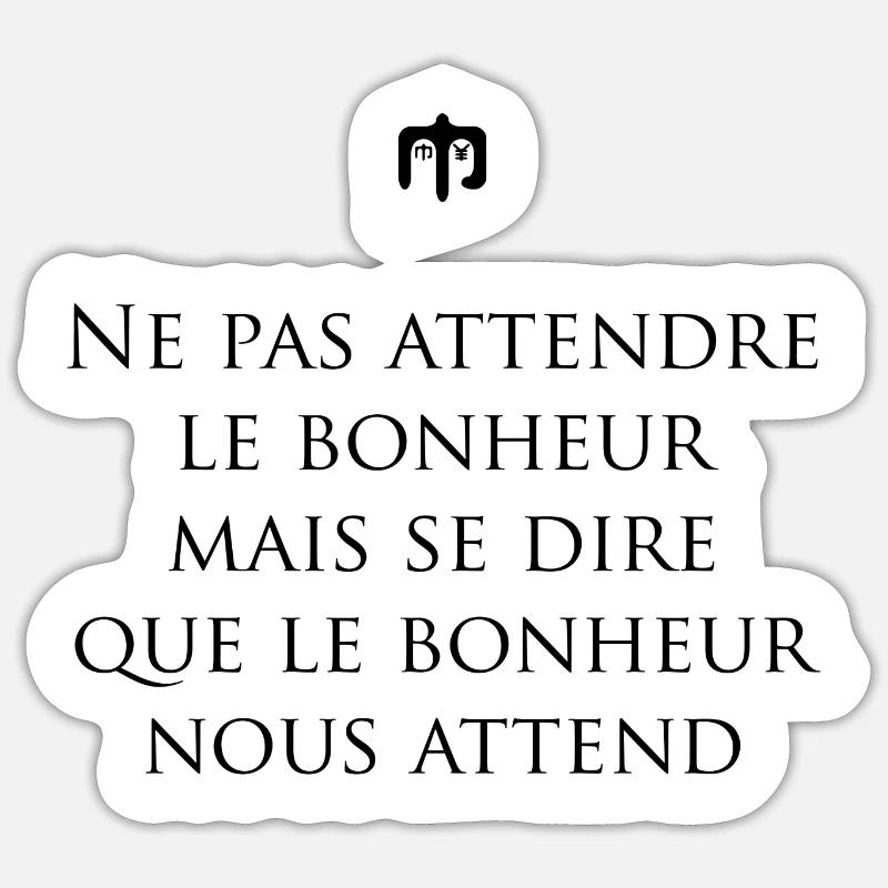 bonheur - Sticker taille S (10 x 10 cm) - blanc mat