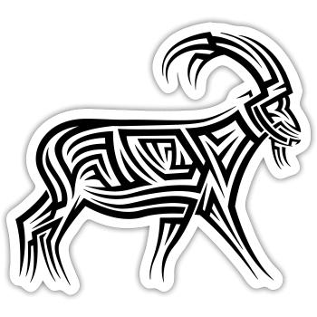 Bergziege Tribal Tattoo - Sticker Größe S (10 x 10 cm) - Mattweiß - Vorne