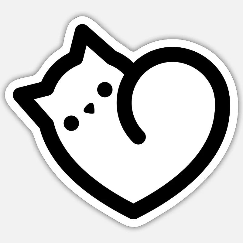 Cœur de chat - Sticker taille S (10 x 10 cm) - blanc mat