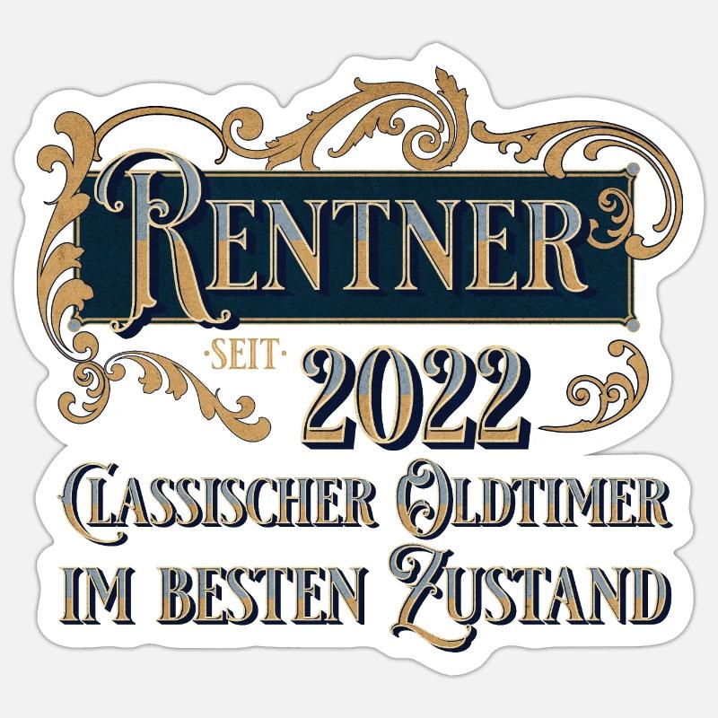 Rentner 2022 Oldtimer - Sticker Größe S (10 x 10 cm) - Mattweiß