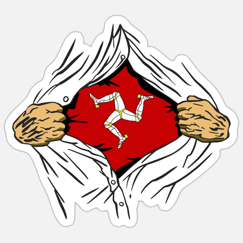 Île de Man Flagge Triskele Drapeau de l’île de Man - Sticker taille S (10 x 10 cm) - blanc mat