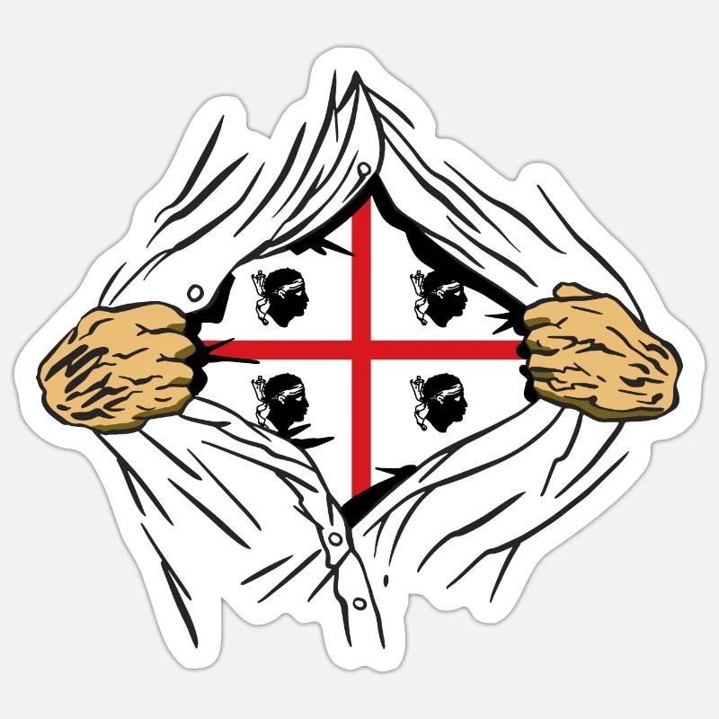 Drapeau de la Sardaigne Super-héros Drapeau de la Sardaigne Sticker taille S (10 x 10 cm)