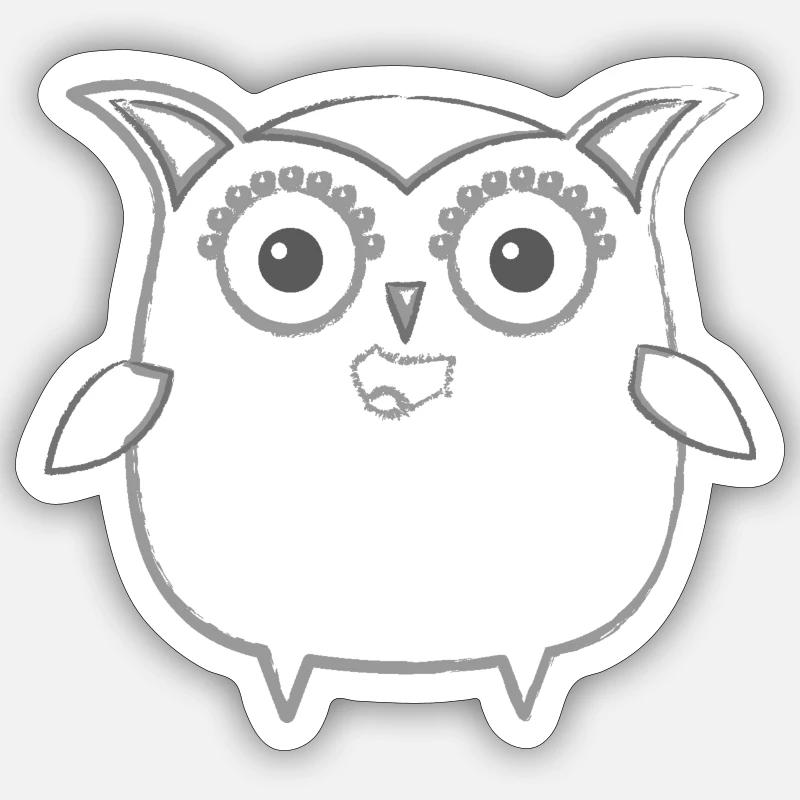 eule,zeichnung,bleistift,comic - Sticker Größe S (10 x 10 cm) - Mattweiß