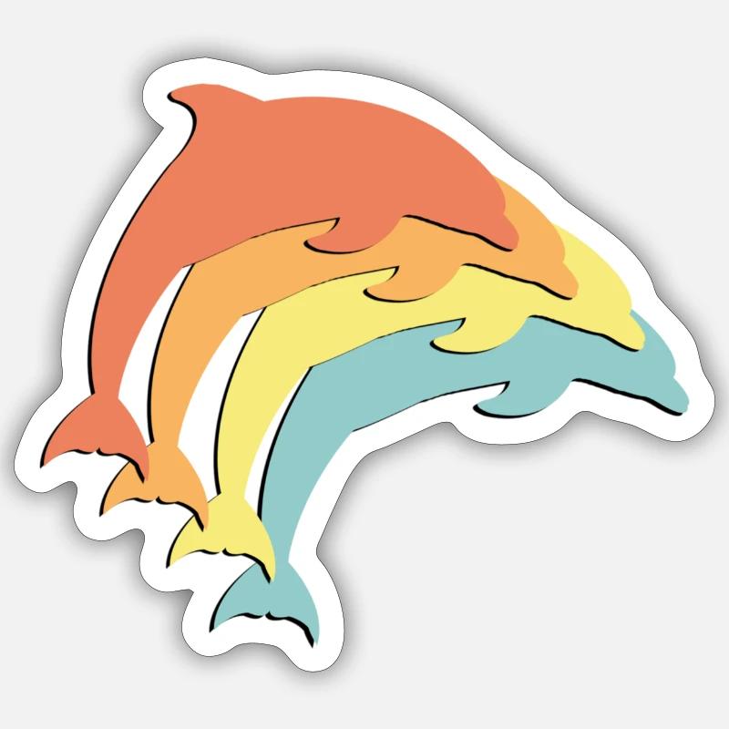 Delfin - Sticker Größe S (10 x 10 cm) - Mattweiß