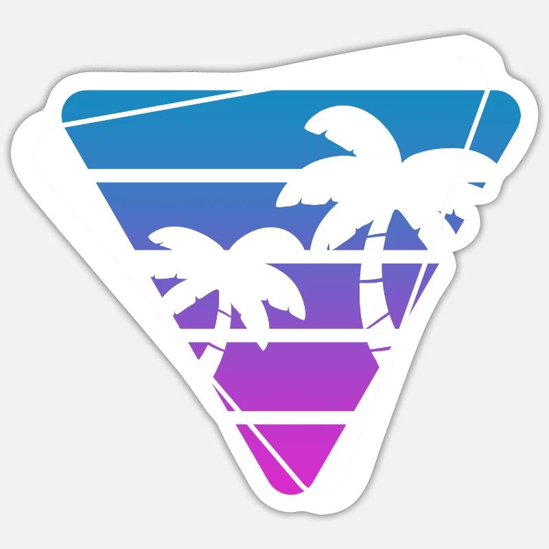 Palmier Sunset Painter Poison - Sticker taille S (10 x 10 cm) - blanc mat