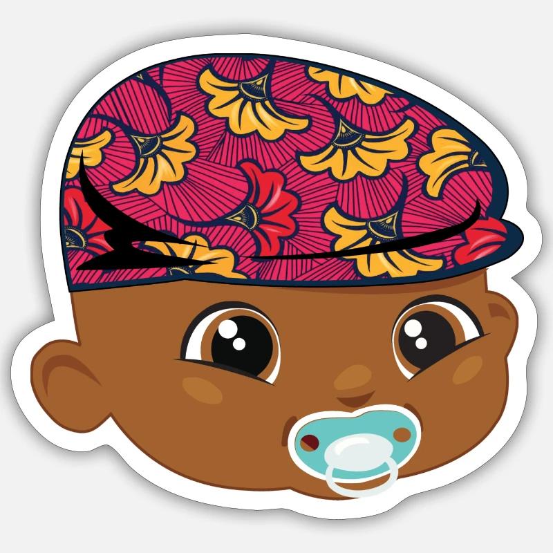 Enfant africain biberons - Sticker taille S (10 x 10 cm) - blanc mat