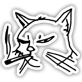 Smoking Cat Line Art - Sticker size S (10 x 10 cm) - white matte - Front
