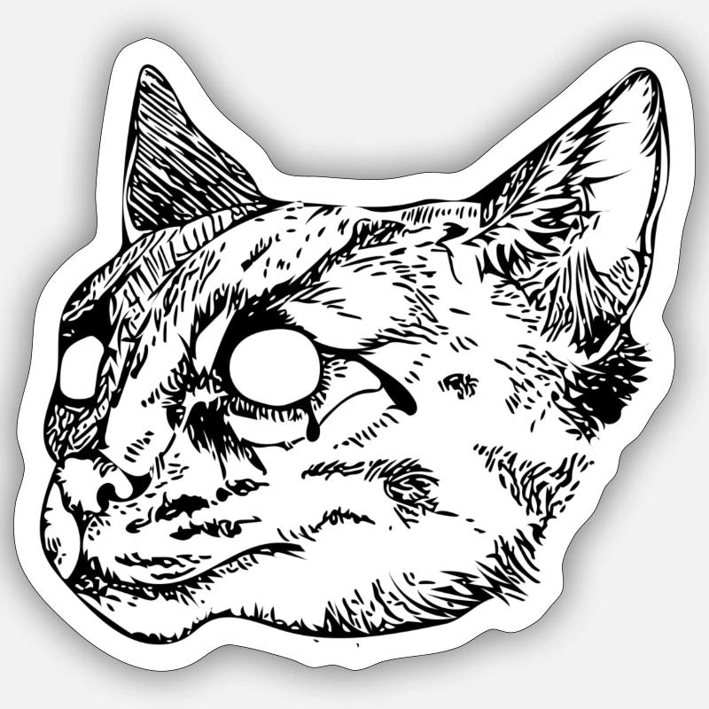 Chat sauvage Sticker taille S (10 x 10 cm)