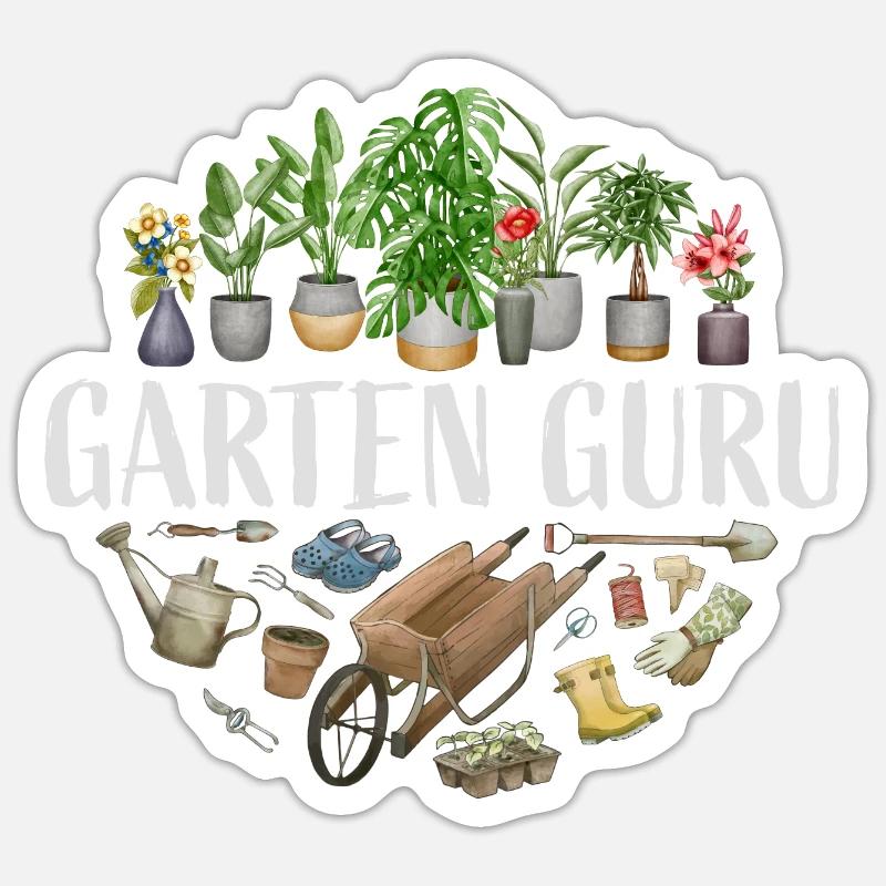 Garten Guru - Sticker Größe S (10 x 10 cm) - Mattweiß