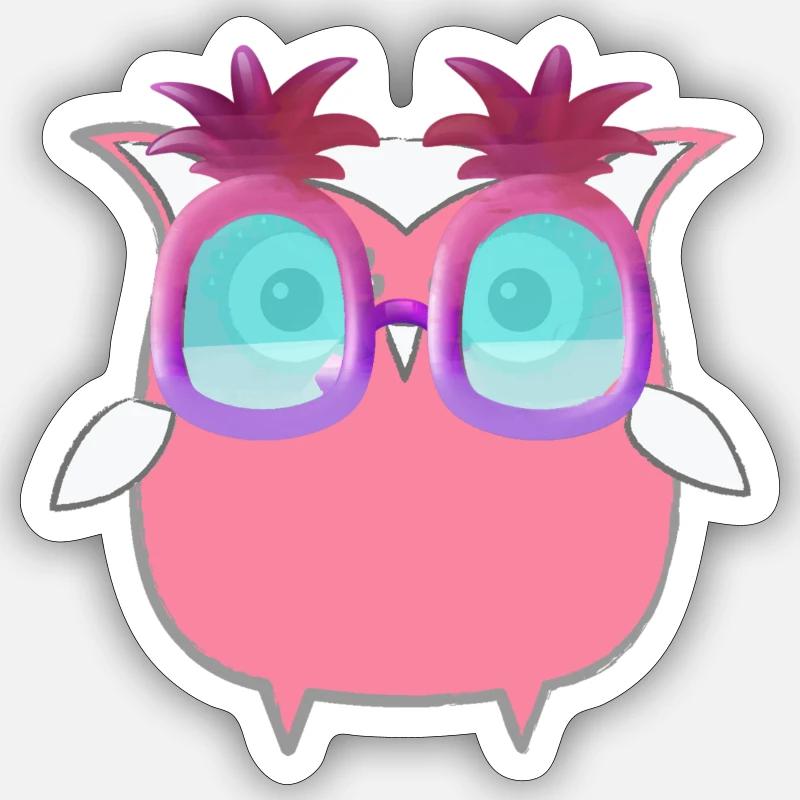 Owl, Comic,pink,Sunbrllle, Pineapple,summer Sticker size S (10 x 10 cm)