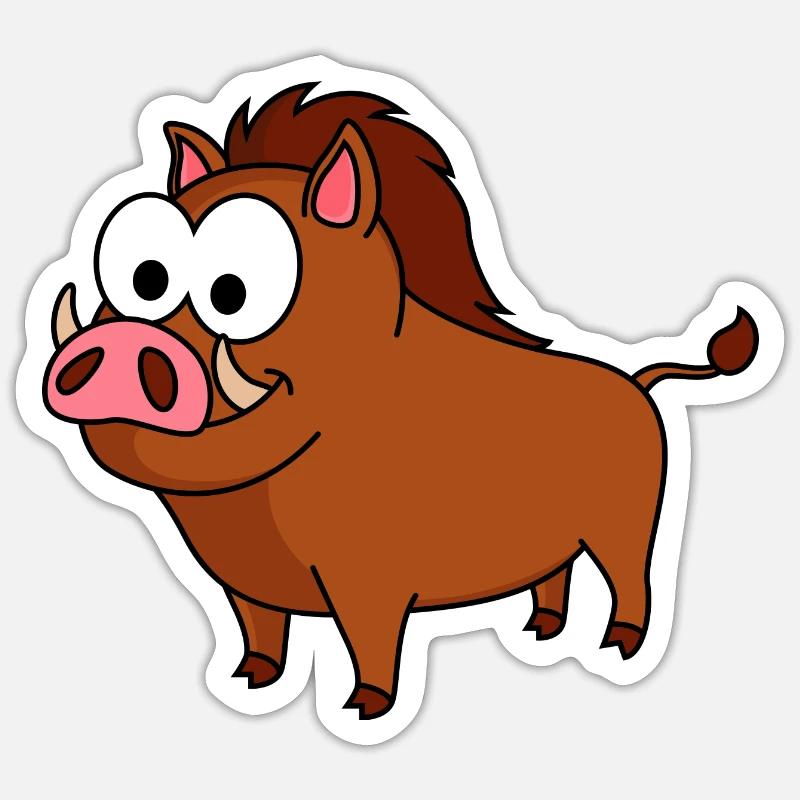 Wildschwein Comic Tier - Sticker Größe S (10 x 10 cm) - Mattweiß