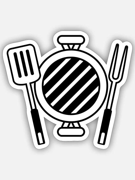 Kohlegrill BBQ Grillmeister Grillfest - Sticker Größe S (10 x 10 cm) - Mattweiß