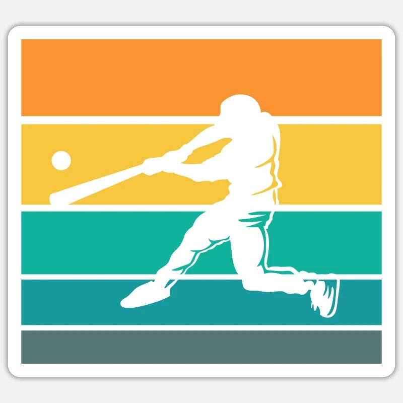 Joueur de baseball Baseball Batteur de batte de baseball - Sticker taille S (10 x 10 cm) - blanc mat