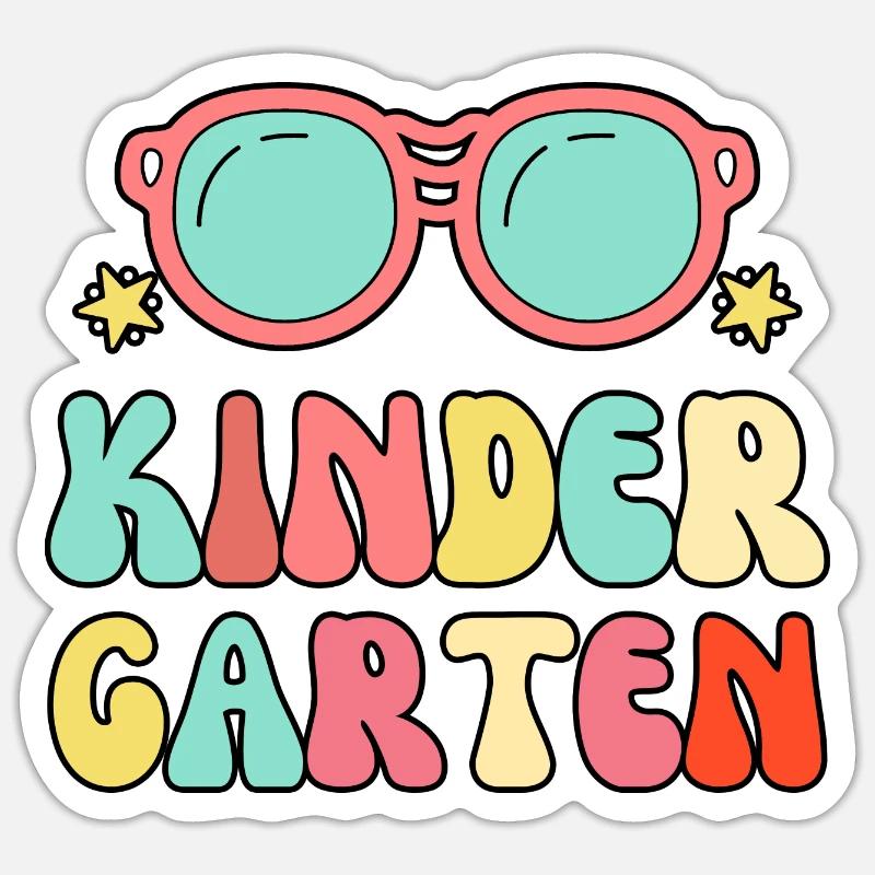 Groovy Hello Kindergarten Vibes Retro - Sticker size S (10 x 10 cm) - white matte