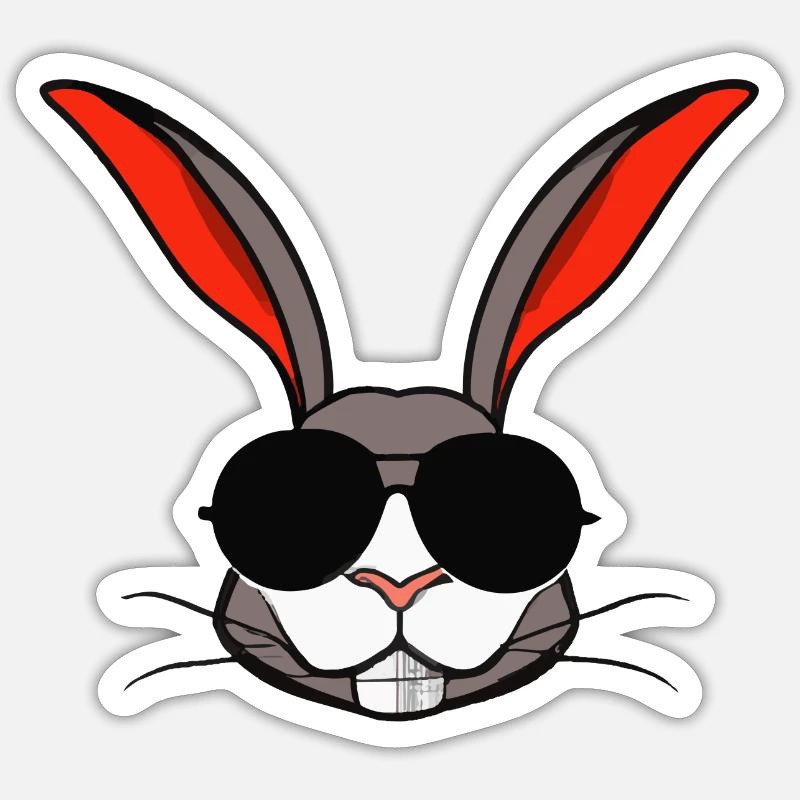 Rabbit with sunglasses Rabbit's head Gift idea Sticker size S (10 x 10 cm)