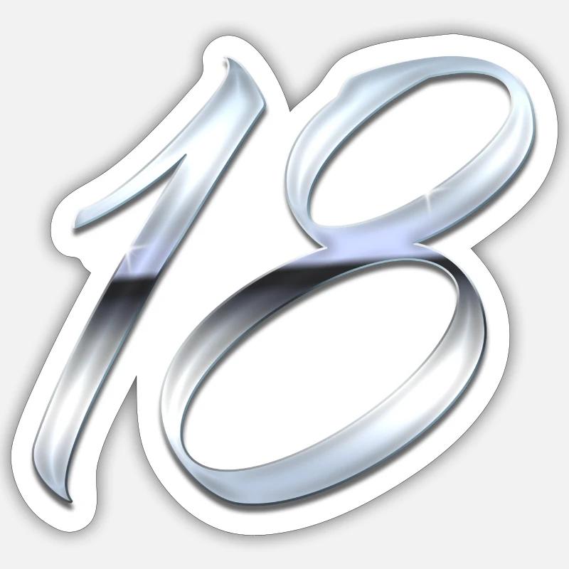 Argent 18 Sticker taille S (10 x 10 cm)