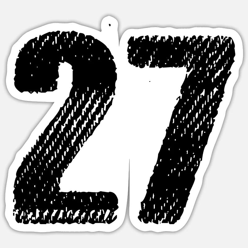 Maillot à 27 chiffres - Sticker taille S (10 x 10 cm) - blanc mat