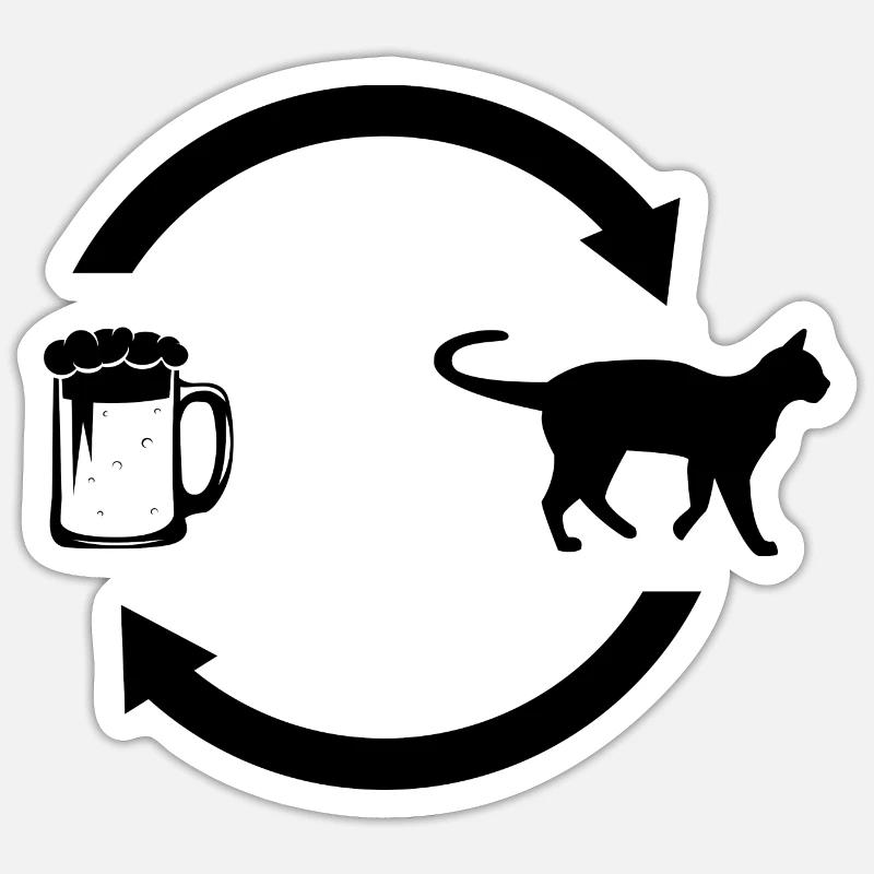 Bier loading Pfeile und Katze - - Sticker Größe S (10 x 10 cm) - Mattweiß