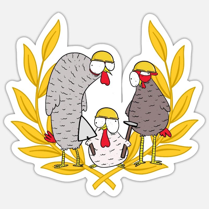 Construction Site Builder Deployment Team Mason Chickens Job - Sticker size S (10 x 10 cm) - white matte