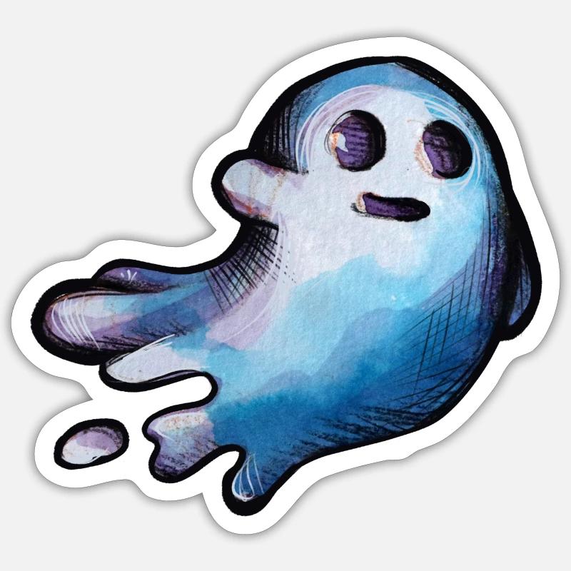 Fantôme d’Halloween - Sticker taille S (10 x 10 cm) - blanc mat