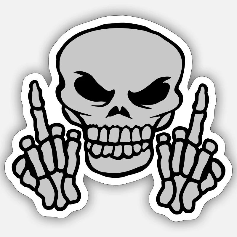 Middle fingers show evil skull - Sticker size S (10 x 10 cm) - white matte