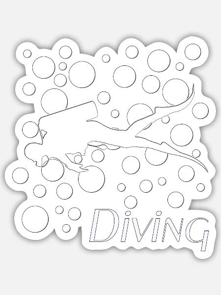 Scuba Diver tauchen - Sticker Größe S (10 x 10 cm) - Mattweiß