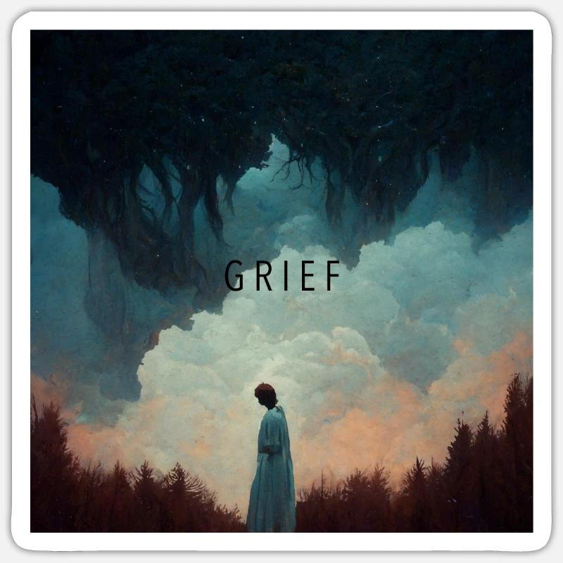 Grief Kummer - Sticker Größe S (10 x 10 cm) - Mattweiß