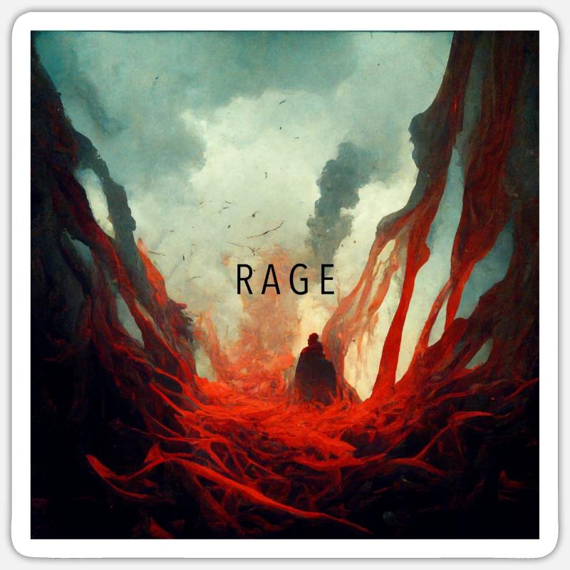 Rage Wut - Sticker taille S (10 x 10 cm) - blanc mat