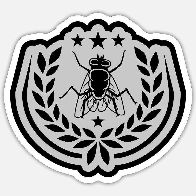 Design Stubenfliege Sterne Lorbeerkranz - Sticker Größe S (10 x 10 cm) - Mattweiß