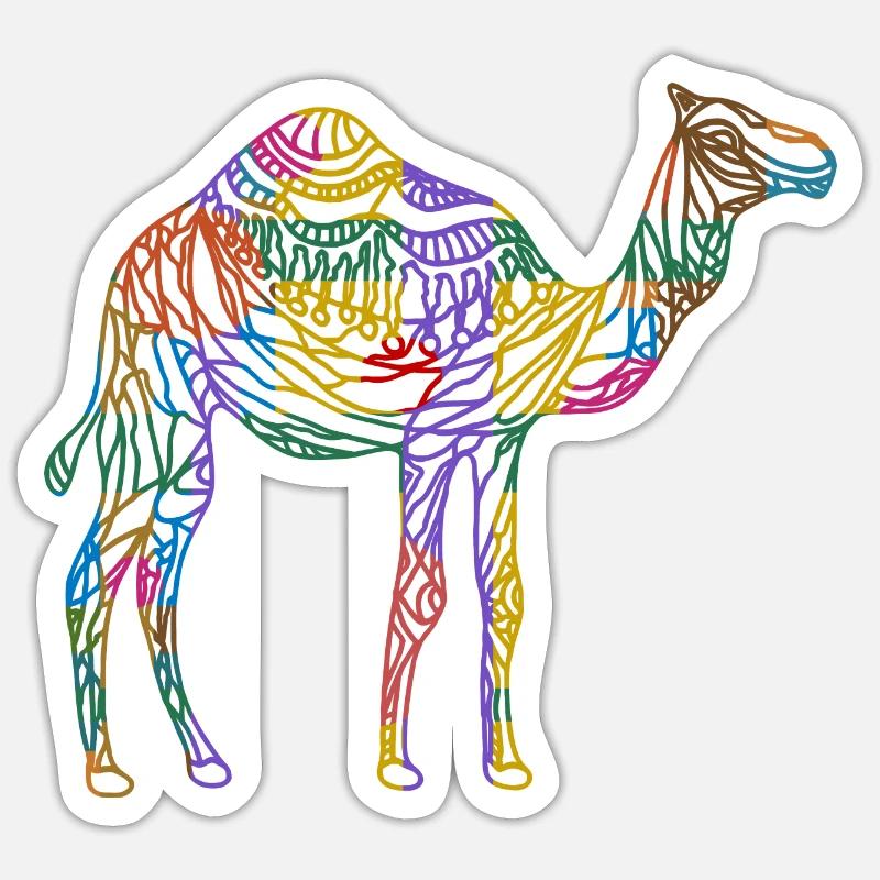 Chameau - Sticker taille S (10 x 10 cm) - blanc mat