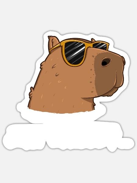 Capybara Meme Wasserschwein - Sticker Größe S (10 x 10 cm) - Mattweiß