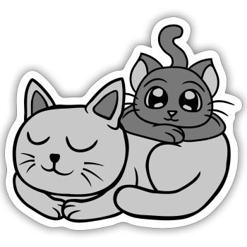 Friends 2 cats on each other - Sticker size S (10 x 10 cm) - white matte - Front