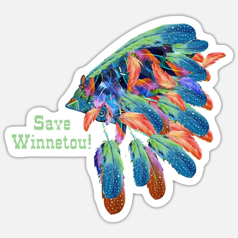 save winnetou,winnetou,Indian,Feathers,Chief - Sticker size S (10 x 10 cm) - white matte