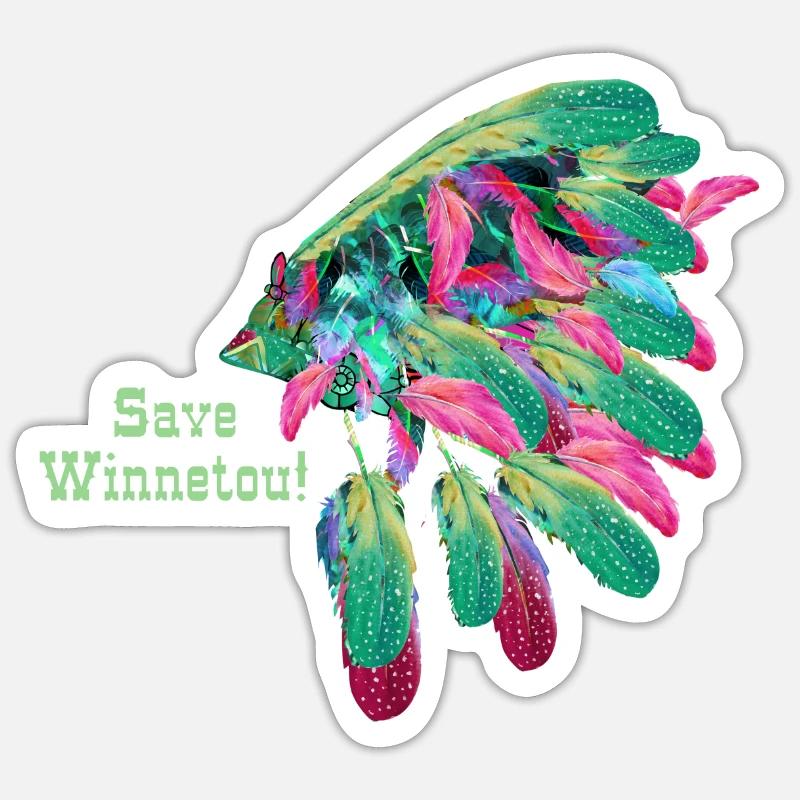 save winnetou,winnetou,Indian,Feathers,Chief - Sticker size S (10 x 10 cm) - white matte