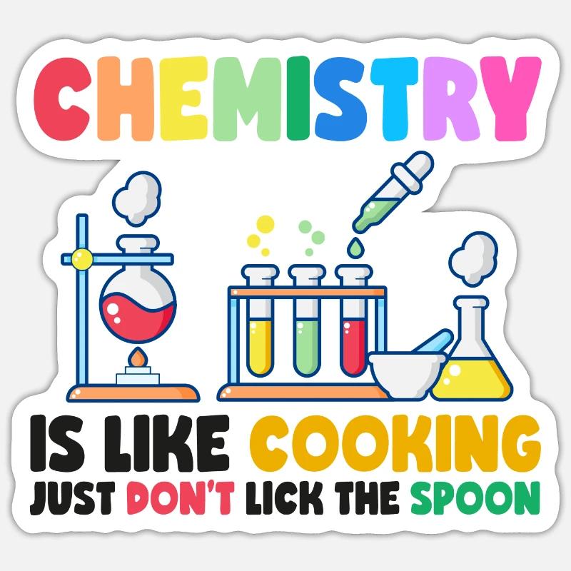 La chimie, c’est comme cuisiner ne lèche pas la cuillère - Sticker taille S (10 x 10 cm) - blanc mat