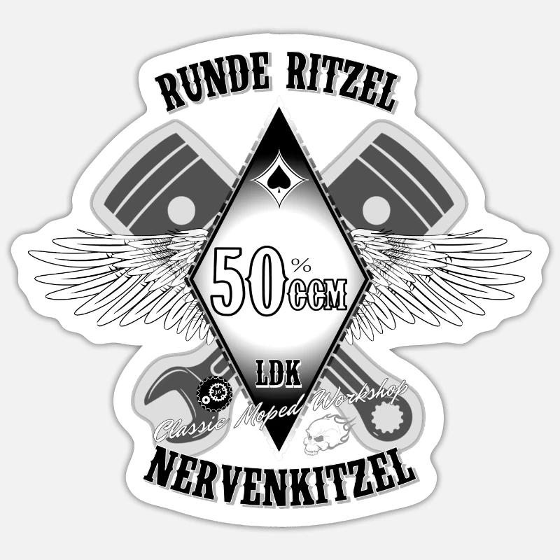 Classic Moped Workshop RR36 - Sticker Größe S (10 x 10 cm) - Mattweiß