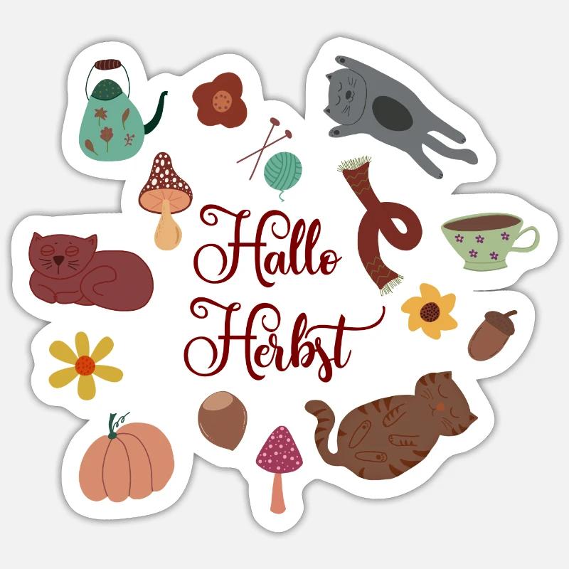 Hallo Herbst - Sticker Größe S (10 x 10 cm) - Mattweiß