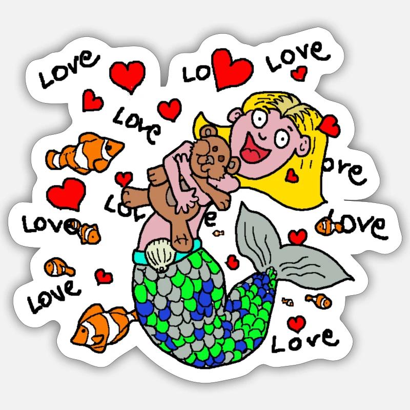 sirène - Sticker taille S (10 x 10 cm) - blanc mat
