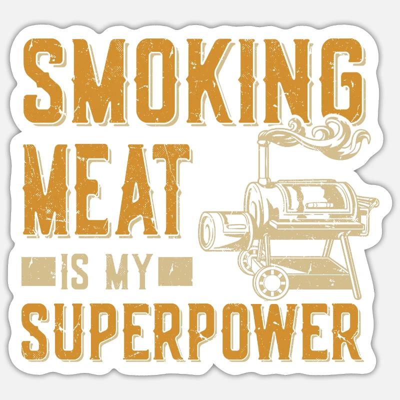 Fleisch Räuchern - Sticker Größe S (10 x 10 cm) - Mattweiß