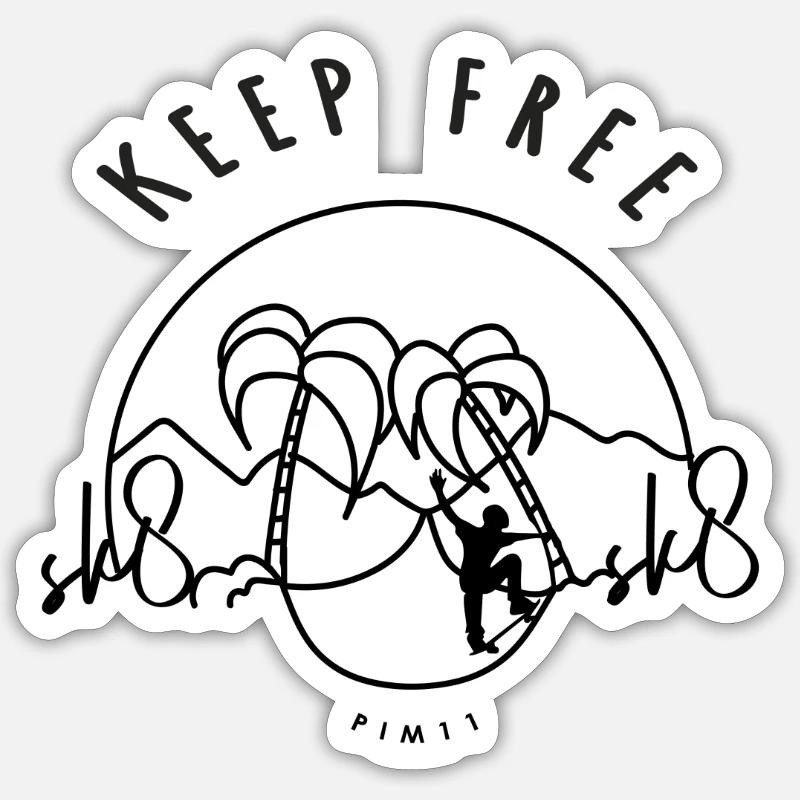 Skate - keep free - Sticker size S (10 x 10 cm) - white matte