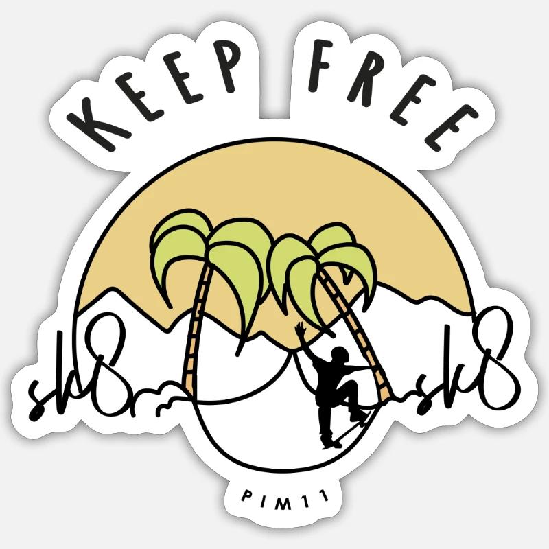 Skate - keep free (coloured) - Sticker size S (10 x 10 cm) - white matte