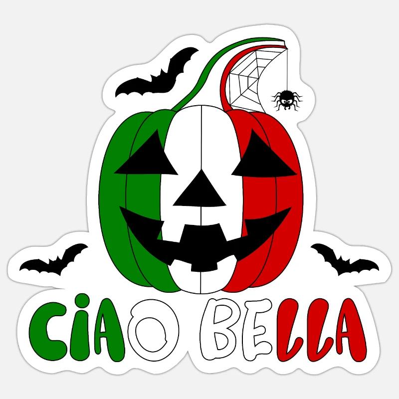 Helloween Italie ciao bella - Sticker taille S (10 x 10 cm) - blanc mat